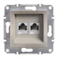EPH4400169 Двойная компьютерная розетка RJ45&amp;RJ45 кат5e UTP ASFORA бронза