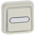 (069864) Кнопочный выключатель с подсветкой. с держателем этикетки в сборе (встраиваемый) IP55 Plexo белый. Legrand