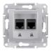 SDN4400160 Двойная компьютерная розетка RJ45 категория 5е неэкранированная UTP Sedna алюминий