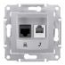 SDN5200160 Розетка RJ45&amp;RJ11 (компьютерная&amp; телефонная) категория 6 неэкранированная UTP Sedna алюминий
